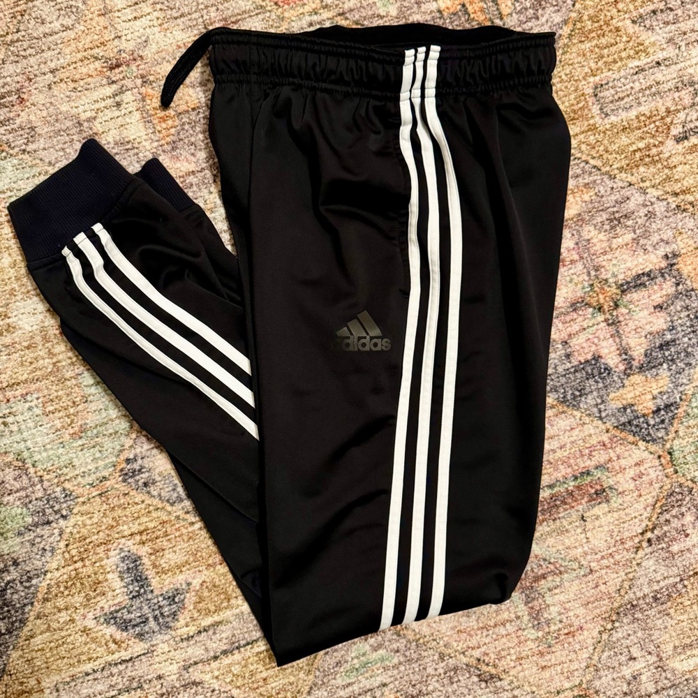 Men’s Adidas Black Track Pants with White Stripes